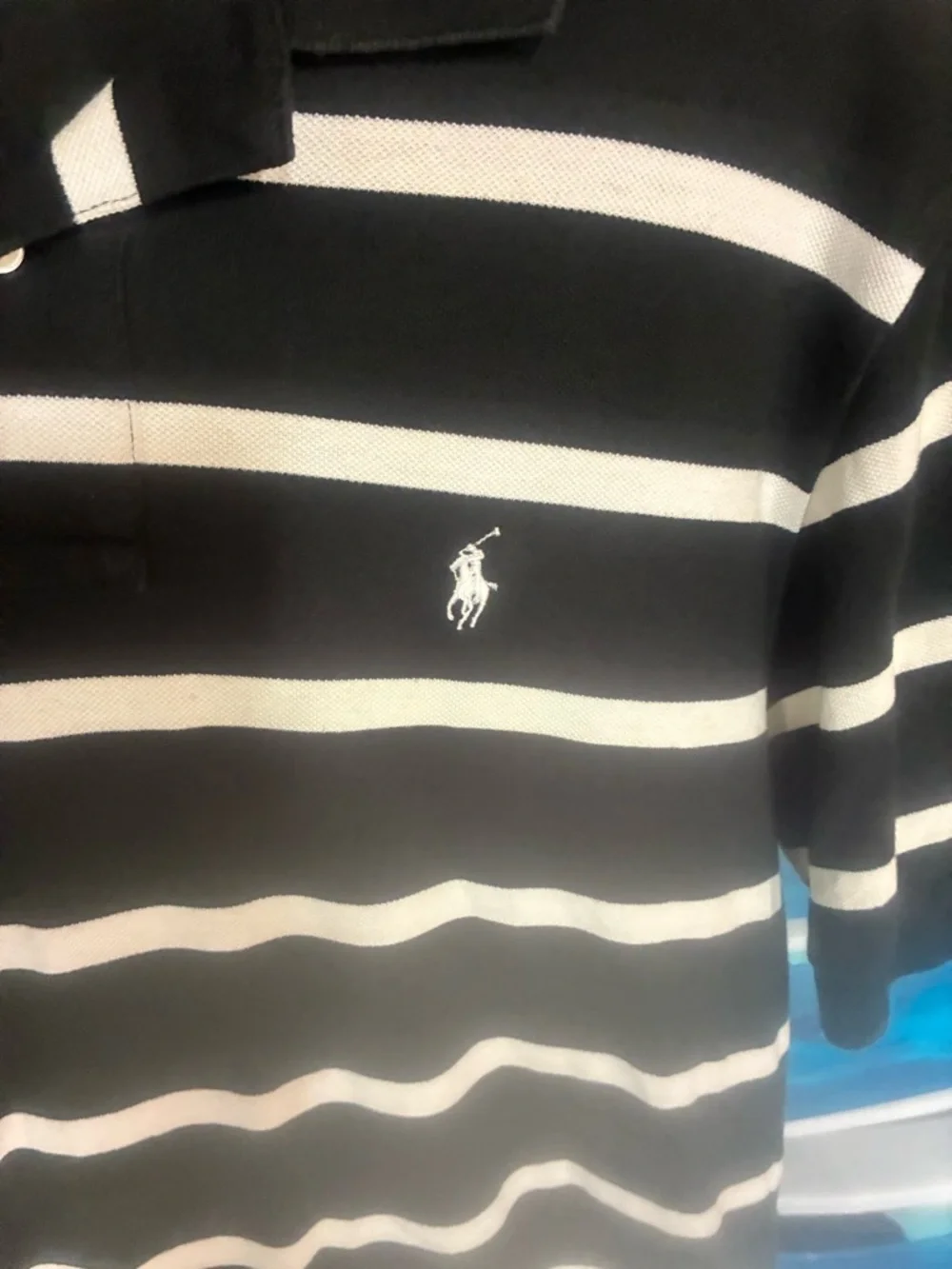 Ralph Lauren Black Polo Shirt with White Stripes